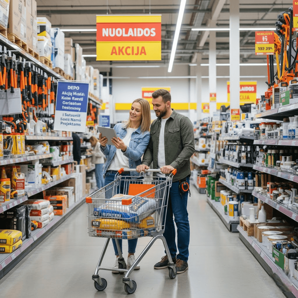 DEPO Akcijų Medžioklė: Kaip Rasti Geriausius Pasiūlymus ir Sutaupyti Namų Projektams