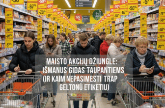 Maisto Akcijų Džiunglės: Išmanus Gidas Taupantiems (Ir Kaip Nepasimesti Tarp Geltonų Etikečių)