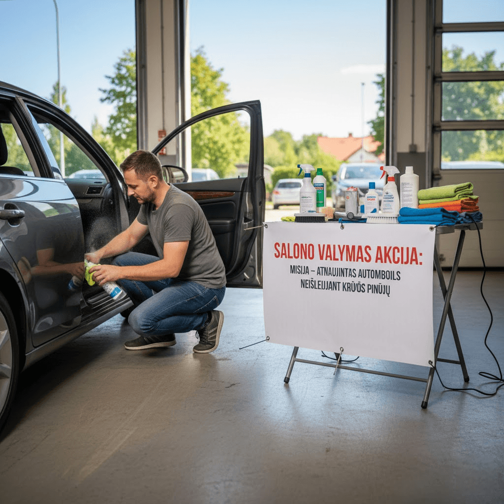 Salono Valymas Akcija: Misija – Atnaujintas Automobilis Neišleidžiant Krūvos Pinigų