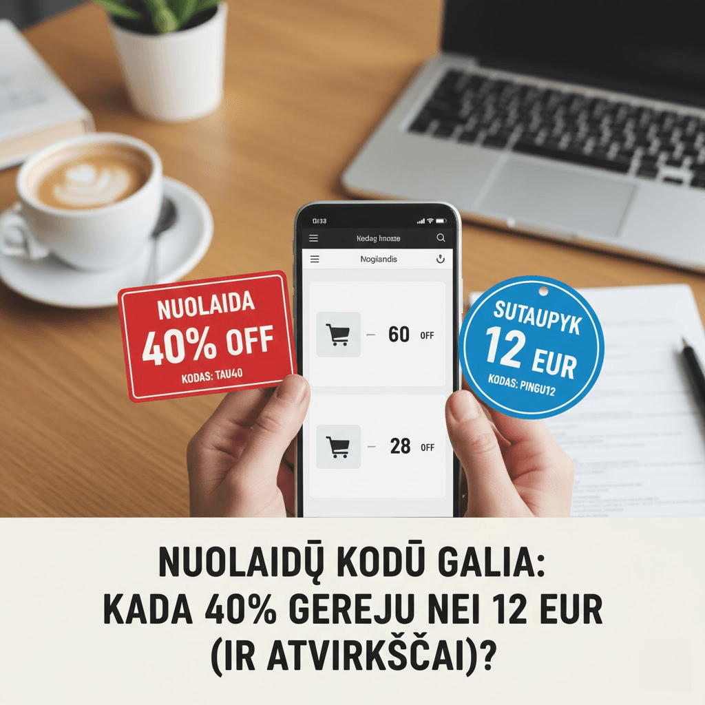 Nuolaidų Kodų Galia: Kada 40% Geriau nei 12 EUR (ir Atvirkščiai)?