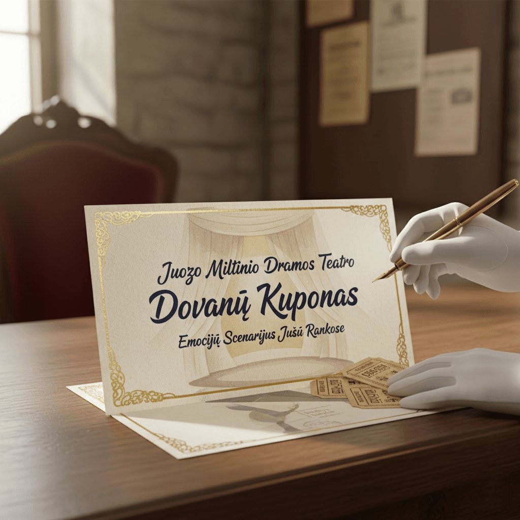 Juozo Miltinio Dramos Teatro Dovanų Kuponas: Emocijų Scenarijus Jūsų Rankose Juozo Miltinio Dramos Teatro Dovanų Kuponas: Emocijų Scenarijus Jūsų Rankose