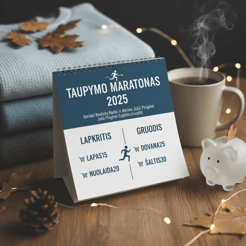 Taupymo Maratonas 2025: Geriausi Nuolaidų Kodai ir Akcijos Jūsų Piniginei (Lapkritis-Gruodis)