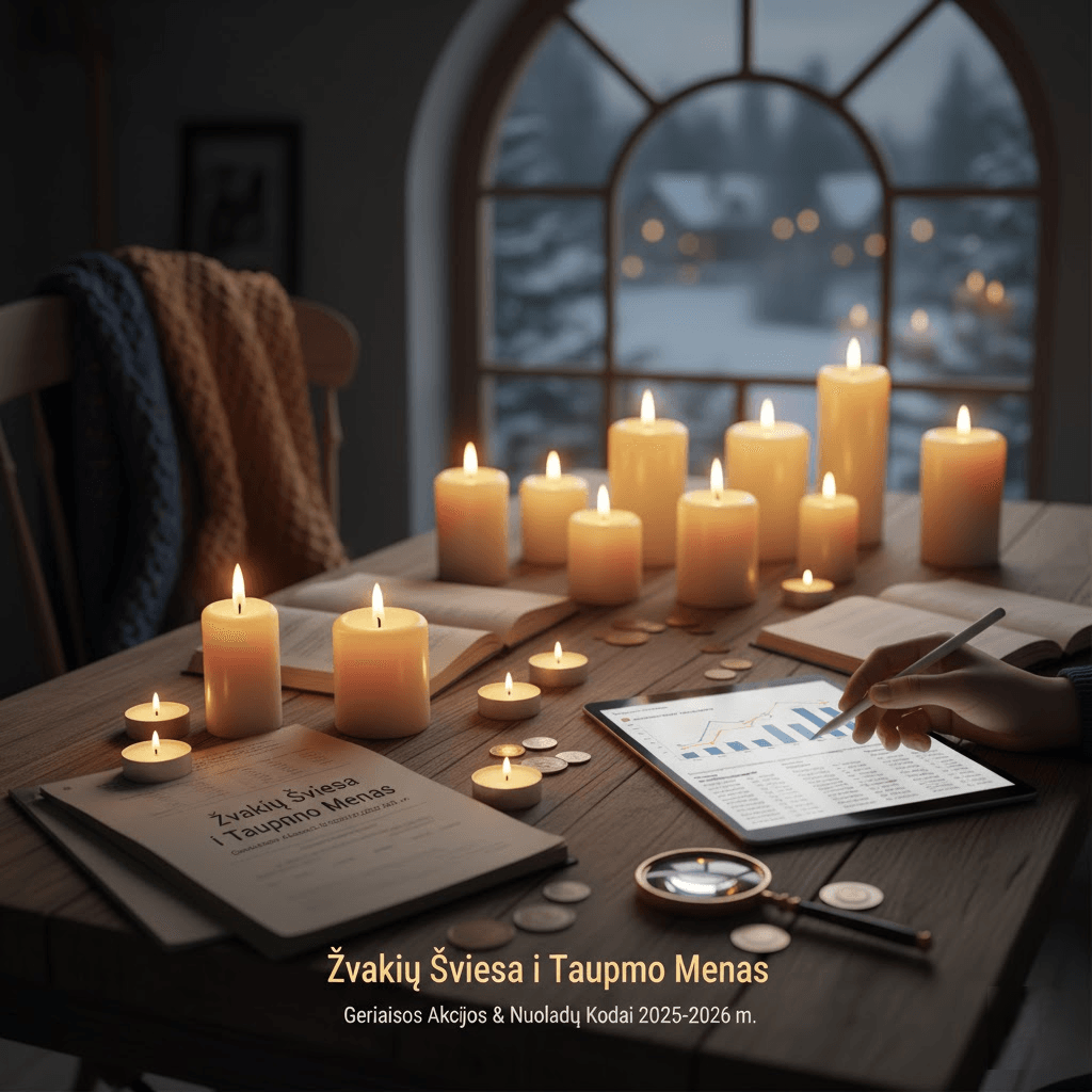Žvakių Šviesa ir Taupymo Menas: Kaip Rasti Geriausias Akcijas ir Nuolaidų Kodu 2025-2026 m.