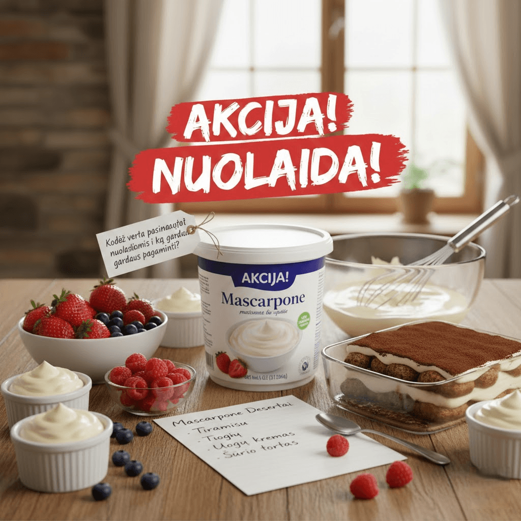 Mascarpone akcija: kodėl verta pasinaudoti nuolaidomis ir ką gardaus pagaminti? Mascarpone akcija: kodėl verta pasinaudoti nuolaidomis ir ką gardaus pagaminti?