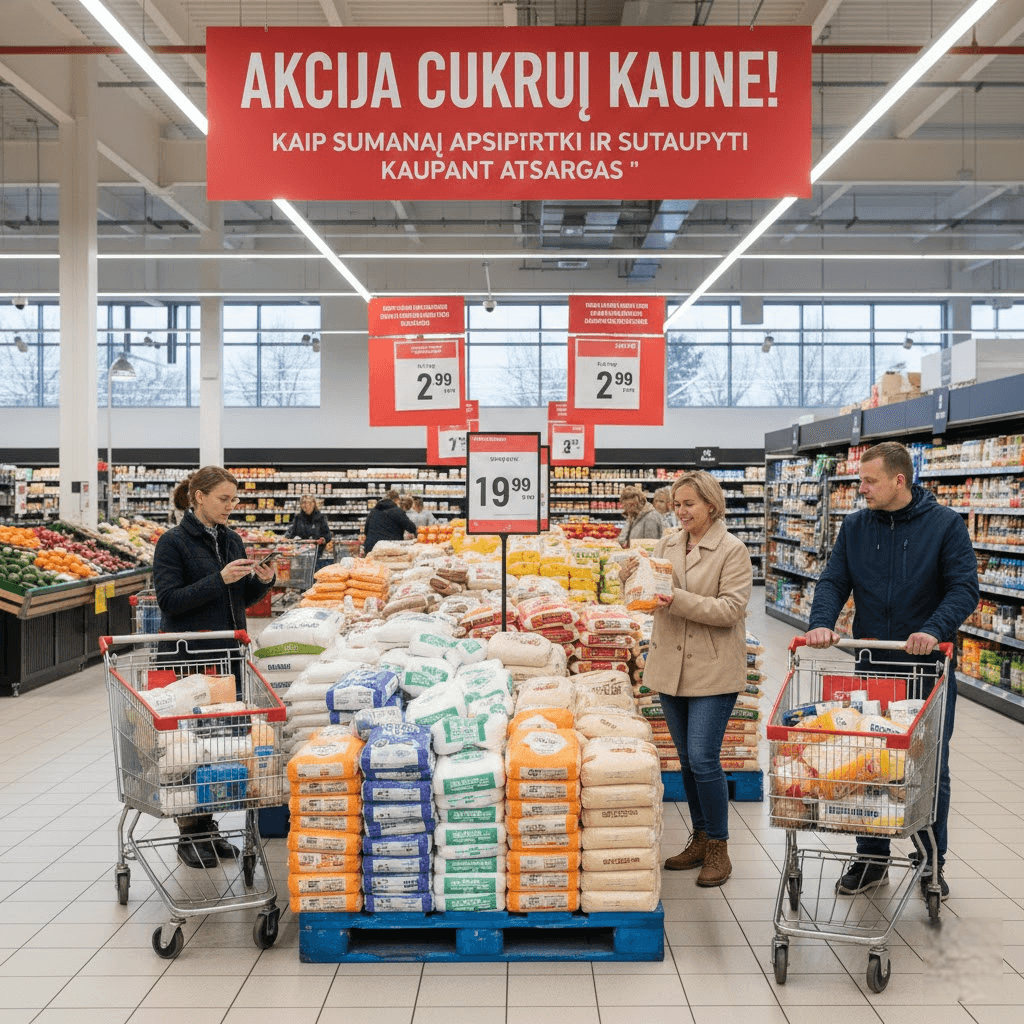 Akcija cukrui Kaune: Kaip sumaniai apsipirkti ir sutaupyti kaupiant atsargas