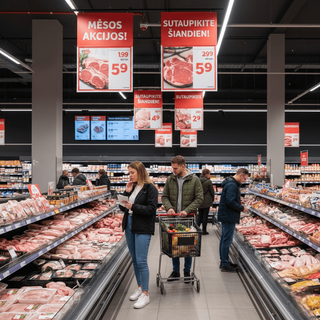 Mėsos akcijos prekybos centruose: kaip sumaniai planuoti savaitės meniu ir sutaupyti