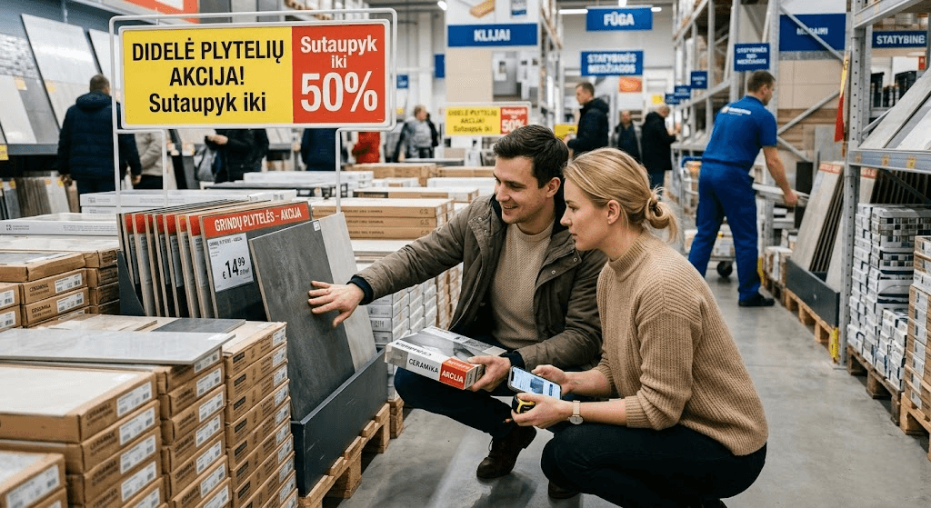 Kaip neapsigauti ieškant plytelių akcijos: Išsamus gidas taupiam, bet kokybiškam remontui