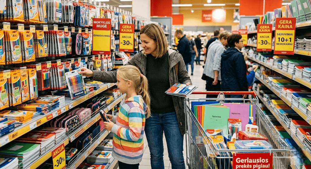 Biuro ir mokyklos krepšelis pigiau: gudrybės, kaip pagauti geriausią kanceliarijos išpardavimą