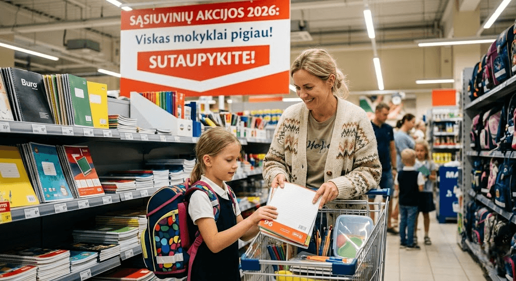 Sąsiuvinių akcijos 2026: Išsamus gidas, kaip paruošti kuprinę pigiau ir kokybiškiau