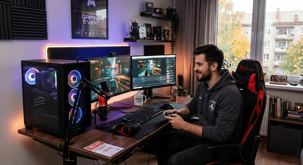 Gaming stalų akcijos: Gidas, kaip sukurti svajonių erdvę neapkraunant piniginės