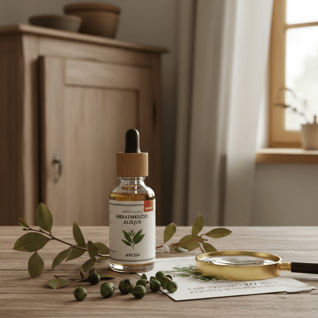 Natūralus arbatmedžio aliejus akcija: kaip išsirinkti kokybę ir nepermokėti