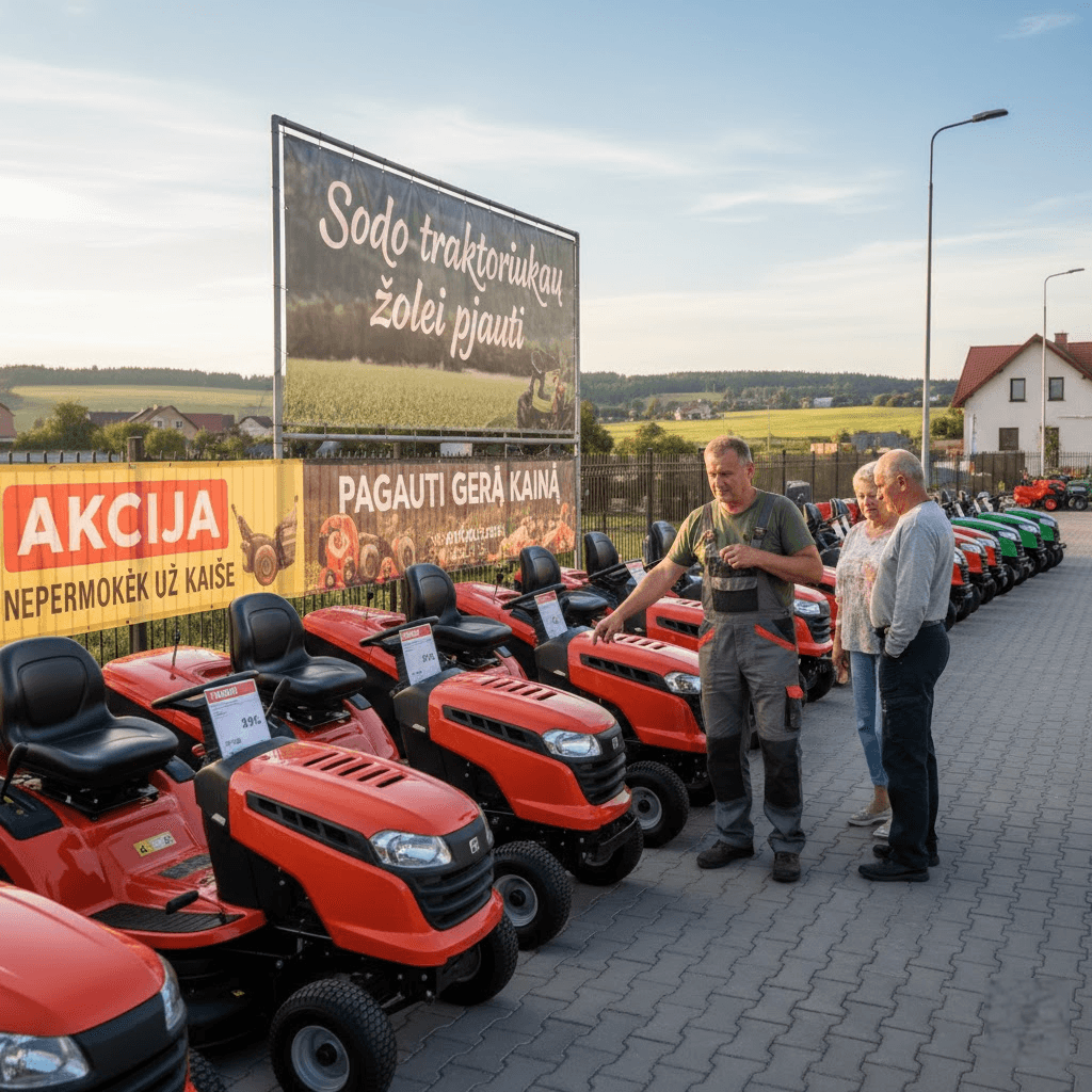 Sodo traktoriukai žolei pjauti: kaip pagauti tikras akcijas ir nepermokėti už "katę maiše"