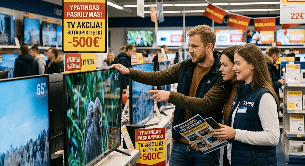 Nuolaidos televizoriams: Kaip išsirinkti tobulą ekraną ir sutaupyti šimtus eurų?