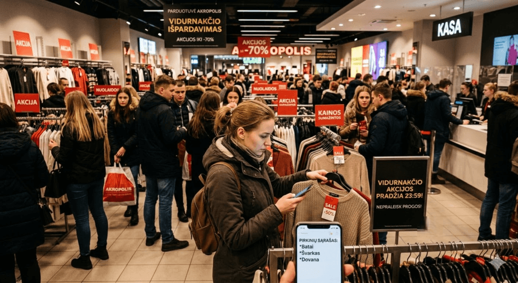 Vidurnakčio išpardavimas: Strateginis gidas, kaip pagauti geriausias nuolaidas ir nepasiduoti impulsyvumui