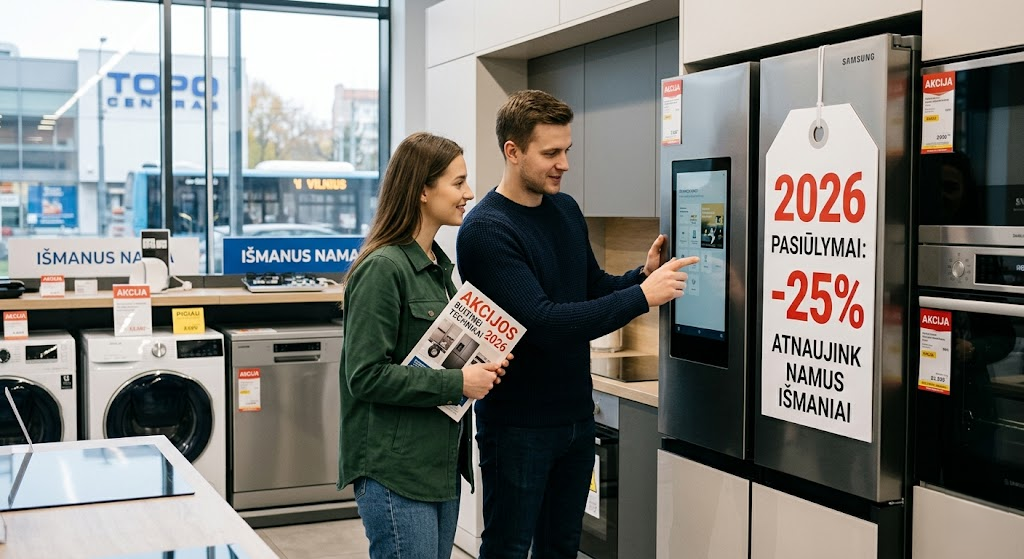 Akcijos buitinei technikai 2026: Kaip išmaniai atnaujinti namus ir sutaupyti Akcijos buitinei technikai 2026: Kaip išmaniai atnaujinti namus ir sutaupyti