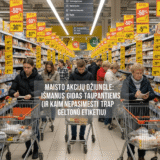 Maisto Akcijų Džiunglės: Išmanus Gidas Taupantiems (Ir Kaip Nepasimesti Tarp Geltonų Etikečių)